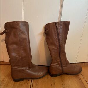 Brown Mid-Calf Leather Boots
